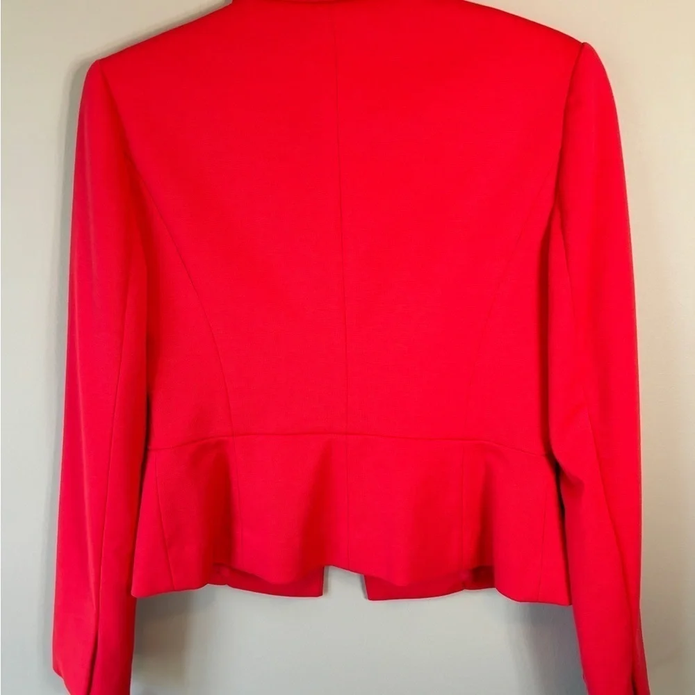 NEW Halogen Fitted Blazer Hidden Buttons Pink Hibiscus Polyester Women's Size 6 - Picture 12 of 16